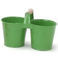 Next2Nature Enameled Galvanized 2 Planter Unit with Wood Handle; Apple Green NE321021